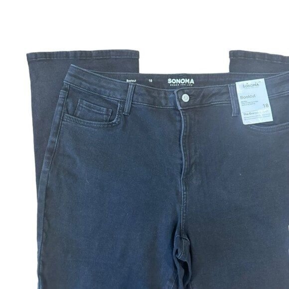 Sonoma Women’s Bootcut Leg Denim Jeans Size 18R Black Charcoal Stretch Mid Rise - Picture 10 of 10
